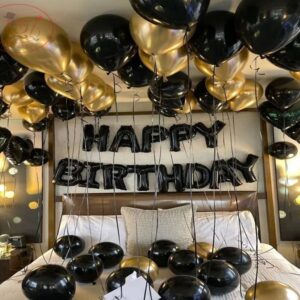Elegant golden and black Birthday Room Decor