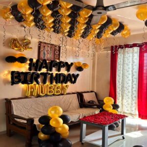 Elegant Black and golden balloon  Birthday Room Decor