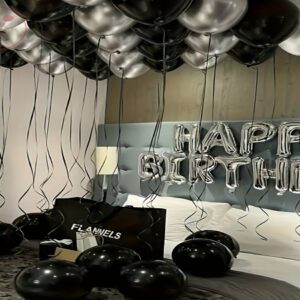Elegant Black & Silver Birthday Room Decor