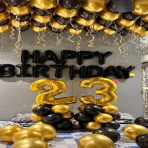 Black and gold Balloon Birthday Room Decor