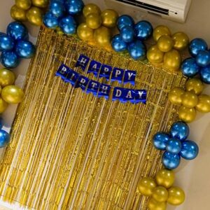 Golden & Blue Chrome Balloon Birthday Decor