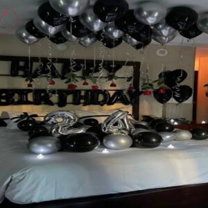 Black and silver Balloon Birthday Room Decor