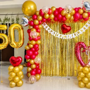Golden 50th Anniversary Balloon Decoration