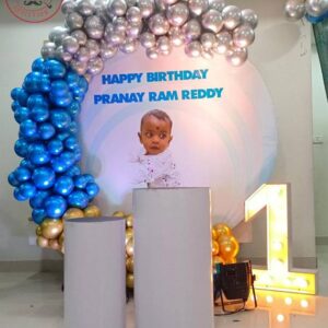 1st birthday chrome balloon decoration
