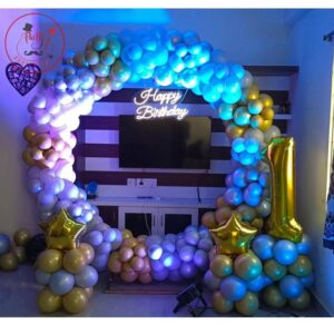 Elegant silver & Golden Balloon Ring Birthday Decor