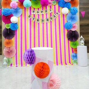 Creative Paper Flower & Fan Birthday Decoration