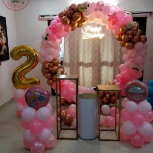 Elegant Pink and Bronze Balloon Birthday ring decor