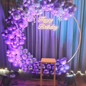 ELEGANT PURPLE CHROME BALLOON RING DECOR
