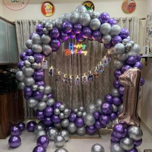 PURPLE & SILVER CHROME  BALLOON RING DECOR