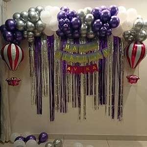 Purple & Silver Metallic Fringe Decoration with Name Banner