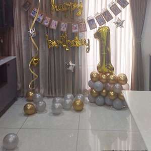 Baby 1st Birthday Golden Balloon Decoration