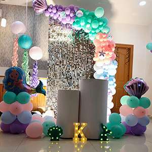 Mermaid Theme Pastel Balloon Decoration with LED Alphabet Light