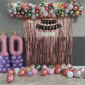 Pastel Sequin Backdrop Birthday Decoration with Number 10 Balloon
