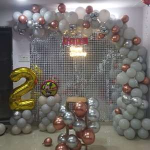 Silver & Rose Gold Sequin Arch Decoration with Number 2 Foil Balloon