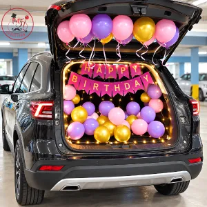 Romantic Happy Anniversary LED Car Boot Setup