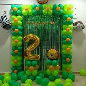 Green Jungle Theme Balloon Frame Decoration with Number 2 Foil