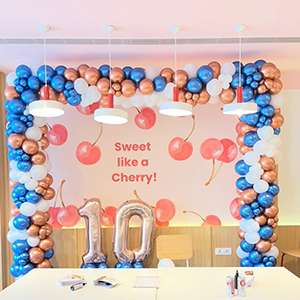 Cherry Theme Balloon Frame Decoration with Number 10 Foil