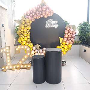 Pastel Balloon Ring 4th Birthday Setup