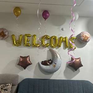 Golden Welcome Baby Moon Theme Balloon Setup