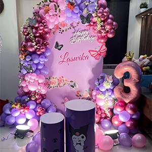 Luxury Floral Pink & Purple Birthday Stage Decor