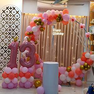 Pink & Peach 13th Birthday Balloon Ring Setup
