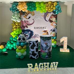 Premium Jungle Theme First Birthday Balloon Setup