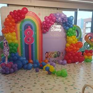 Premium Rainbow Arch 8th Birthday Balloon Setup