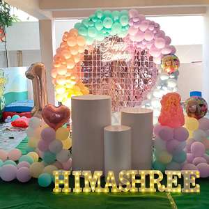 Rainbow Pastel Name Marquee Birthday Setup