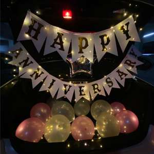 Romantic Happy Anniversary LED Car Boot Setup