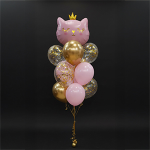 Pink & Gold Cat Balloon Bouquet Theme