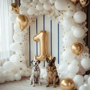 Gold & White First Birthday Pet Setup