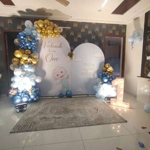 1st Birthday Balloon Decoration Backdrop with LED Number 1 Stand