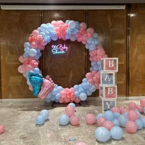 Baby Shower Decoration Kit with Oh Baby Neon Sign and Balloon Arch.