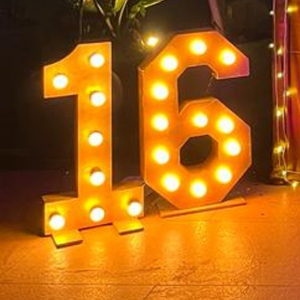 Outdoor Birthday Decoration Kit with LED Marquee Numbers, Curtain Backdrop, and Colorful Balloon Garland.