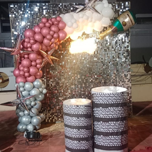 Rose Gold and Silver Shimmer Backdrop Decoration