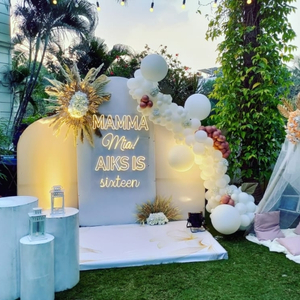 Dreamy White and Rose Gold Arch Decor