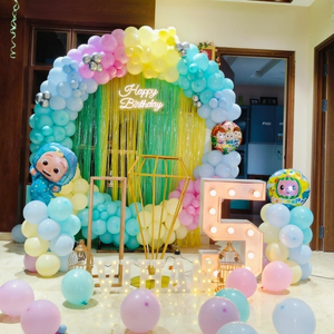Pastel Rainbow Cocomelon Theme Balloon Arch Decoration