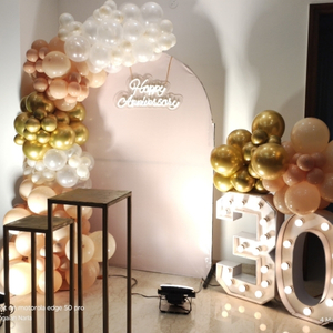 Champagne and Gold Anniversary Balloon Arch Decoration