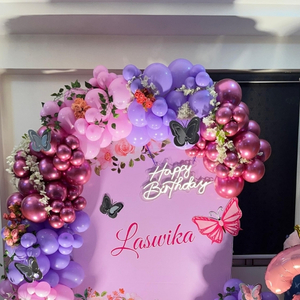 Lavender Butterfly Theme 3rd Birthday Balloon Arch Decoration