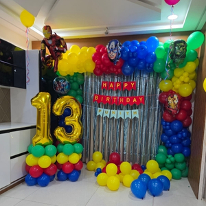 Marvel Heroes Theme Balloon Arch Birthday Setup