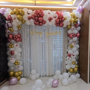 Elegant White Gold & Rose Balloon Arch Birthday Decoration