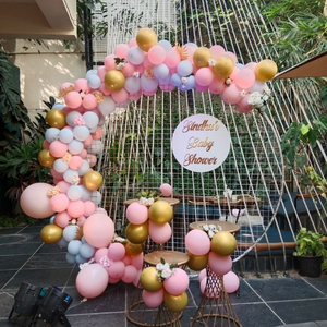 Pink and Gold Round Mesh Backdrop Balloon Garland Kit