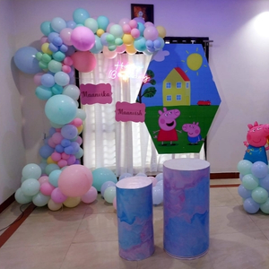 Vibrant Multi-Color Balloon Arch and Hexagon Backdrop