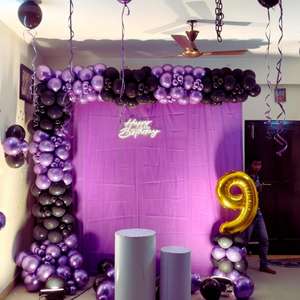 Royal Purple & Black Birthday Backdrop Decoration