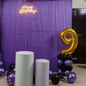 Royal Purple & Black Birthday Backdrop Decoration
