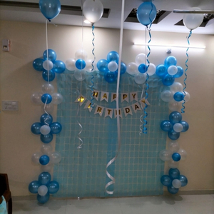 Blue & White Birthday Balloon Backdrop Decoration