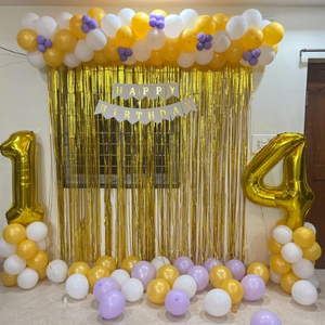 White & Gold Balloons Birthday Decoration