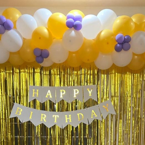 White & Gold Balloons Birthday Decoration