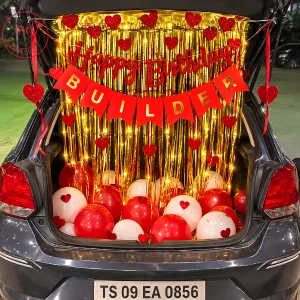 Romantic Red Gold Car Boot Birthday Decoration