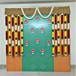 Traditional Floral Backdrop with Lotus Motifs